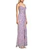 Color:Lavender - Image 3 - Long Placement Sequin Corset Gown