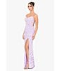 Color:Lavender - Image 6 - Long Placement Sequin Corset Gown