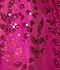 Color:Hot Pink - Image 4 - Pattern Glitter Lace-Up Back Illusion Corset Ball Gown