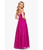 Color:Hot Pink - Image 6 - Pattern Glitter Lace-Up Back Illusion Corset Ball Gown