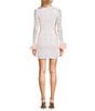 Color:Pink Multi - Image 2 - Pattern Sequin Long Sleeve Feather Cuff Bodycon Dress