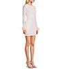 Color:Pink Multi - Image 3 - Pattern Sequin Long Sleeve Feather Cuff Bodycon Dress