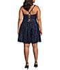 Blondie Nites Plus Size Sequin Glitter Patterned Pinch Front Lace Up Back A-Line Dress - Image 2