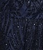 Blondie Nites Plus Size Sequin Glitter Patterned Pinch Front Lace Up Back A-Line Dress - Image 3
