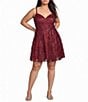 Blondie Nites Plus Size Sleeveless V-Neck Short Corset Glitter Sequin Pattern Party Dress - Image 1