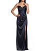 Blondie Nites Satin Strapless Side Slit Dress - Image 1