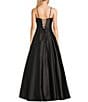 Blondie Nites Satin V-Notch Front Spaghetti Strap Tie Back Gown, Color:Black - Image 2