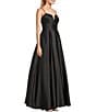 Blondie Nites Satin V-Notch Front Spaghetti Strap Tie Back Gown, Color:Black - Image 3
