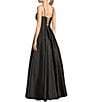 Blondie Nites Satin V-Notch Front Spaghetti Strap Tie Back Gown, Color:Black - Image 4