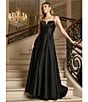 Blondie Nites Satin V-Notch Front Spaghetti Strap Tie Back Gown, Color:Black - Image 6