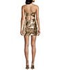Blondie Nites Sequin Bow Pattern Open Tie Back Bodycon Dress, Color:Gold - Image 2