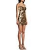 Blondie Nites Sequin Bow Pattern Open Tie Back Bodycon Dress, Color:Gold - Image 3