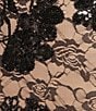 Blondie Nites Sequin Floral Lace Corset Trumpet Dress, Color:Black/Nude - Image 4
