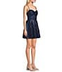 Blondie Nites Sequin Glitter Patterned Pinch Front Lace Up Back A-Line Dress - Image 3