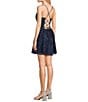 Blondie Nites Sequin Glitter Patterned Pinch Front Lace Up Back A-Line Dress - Image 4