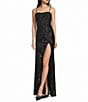 Blondie Nites Sequin Patterned Corseted Side Slit Dress - Image 1