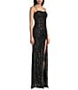 Blondie Nites Sequin Patterned Corseted Side Slit Dress - Image 3