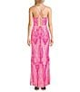 Blondie Nites Sequin Patterned Pinch Front Lace Up Back Side Slit Dress, Color:Hot Pink - Image 2