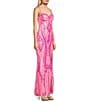 Blondie Nites Sequin Patterned Pinch Front Lace Up Back Side Slit Dress, Color:Hot Pink - Image 3