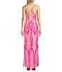 Blondie Nites Sequin Patterned Pinch Front Lace Up Back Side Slit Dress - Image 2
