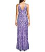 Blondie Nites Sequin Patterned V-Neck Side Slit Dress - Image 2