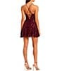 Color:Wine - Image 2 - Sequin V-Neck Cross Back Sequin Party Dress