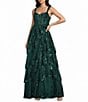 Blondie Nites Sequined Embellished Lace Corseted Bodice Tiered Dress - Image 3