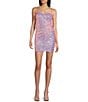 Color:Pink - Image 1 - Sleeveless Spaghetti Strap Iridescent Sequin Open Back Dress