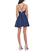 Color:Royal - Image 2 - Sleeveless V-Neck Satin Fit-And-Flare Party Dress