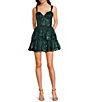Blondie Nites Sweetheart Corset Allover Lace Sequin Short Party Dress - Image 1