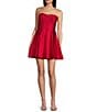Blondie Nites Strapless Sleeveless Corset Satin Lamour Party Dress, Color:Red - Image 1