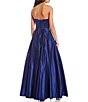 Color:Royal/Multi - Image 2 - Strapless Sweetheart Neck Embroidered Bodice Satin Ball Gown