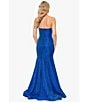 Color:Royal - Image 5 - Strapless V-Neck Metallic Glitter Mermaid Gown