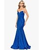 Color:Royal - Image 6 - Strapless V-Neck Metallic Glitter Mermaid Gown