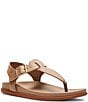 Color:Sand Leather - Image 1 - Nelli Leather T-Strap Thong Sandals