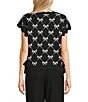 Blu Pepper Bow Pattern Knit Short Sleeve Tie Side Sweater - Image 2