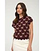 Blu Pepper Bow Pattern Knit Cap Sleeve Tie Side Sweater - Image 6