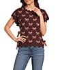 Blu Pepper Bow Pattern Knit Cap Sleeve Tie Side Sweater - Image 1