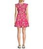 Color:Fuchsia Multi - Image 2 - Brushstroke Print Button Front Tiered Mini Dress