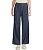 Blu Pepper Chambray Mid Rise Flat Front Wide Leg Pants - Image 1