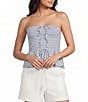 Blu Pepper Check Printed Tie Front Strapless Tube Top - Image 1