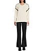 Blu Pepper Contrast Stitch Round Neck Long Sleeve Sweater - Image 3