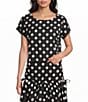 Blu Pepper Coordinating Polka Dot Lace Trim Short Sleeve Top - Image 1