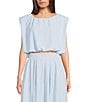 Blu Pepper Coordinating Sleeveless Cropped Tie Back Bubble Top - Image 1