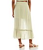 Color:Light Sage - Image 2 - Coordinating Smocked Waist Button Slit Front Midi Skirt