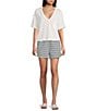 Blu Pepper Coordinating Stripe Print Mid Rise Flat Front Pull-On Shorts - Image 3