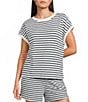Blu Pepper Coordinating Striped Short Sleeve Crew Neck Top - Image 1