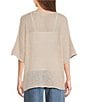 Blu Pepper Crochet Split Neck Elbow Sleeve Knit Top - Image 2