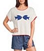 Blu Pepper Fish Short Sleeve Contrast Trim Sweater - Image 1