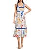 Blu Pepper Floral Print Ricrac Trim Midi Dress, Color:Ivory Multi - Image 1